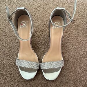 Silver Ankle Strap Heels